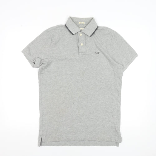 Abercrombie & Fitch Men’s Grey Cotton Polo Shirt Size M Classic Fit