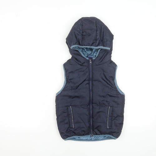 Lupilu Boys Blue Hooded Quilted Bodywarmer 5-6 Years Polyester