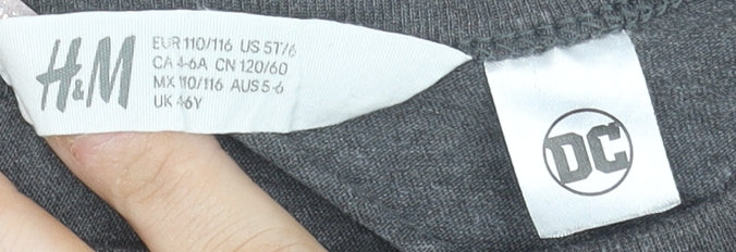 H&M Girls Grey Batman Long Sleeve T-Shirt 5-6 Years Cotton Blend