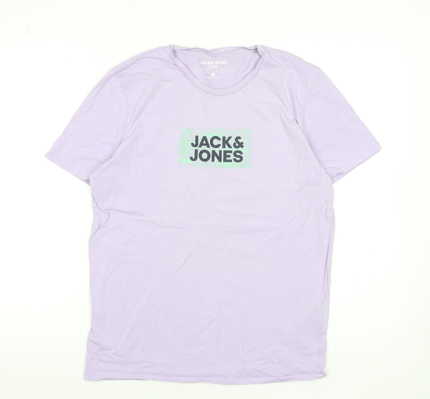 Jack & Jones Men's Lilac Cotton Graphic Print T-Shirt Medium