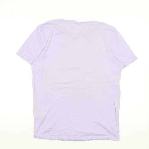 Jack & Jones Men's Lilac Cotton Graphic Print T-Shirt Medium