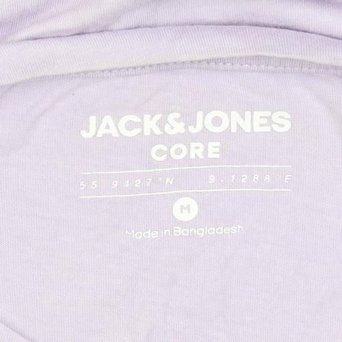 Jack & Jones Men's Lilac Cotton Graphic Print T-Shirt Medium