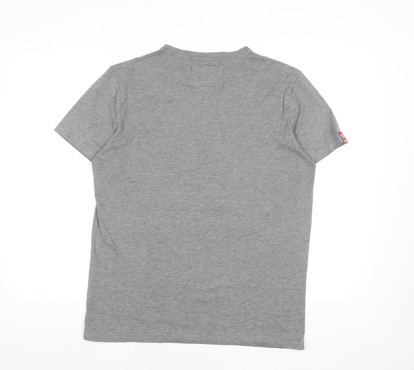 Paraffin Men's Grey Graphic Print Crew Neck Cotton T-Shirt Size M