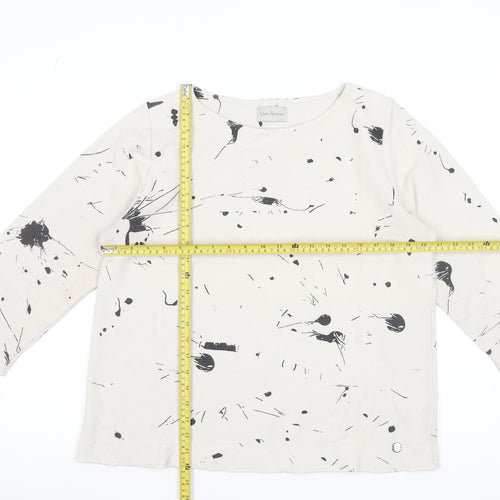 Via Appia Women Beige Black Paint Print Pullover Sweatshirt UK 12