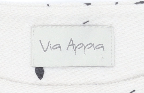 Via Appia Women Beige Black Paint Print Pullover Sweatshirt UK 12