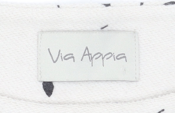Via Appia Women Beige Black Paint Print Pullover Sweatshirt UK 12