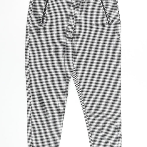 Marks and Spencer Women's Black Check Ankle Leggings Size 10