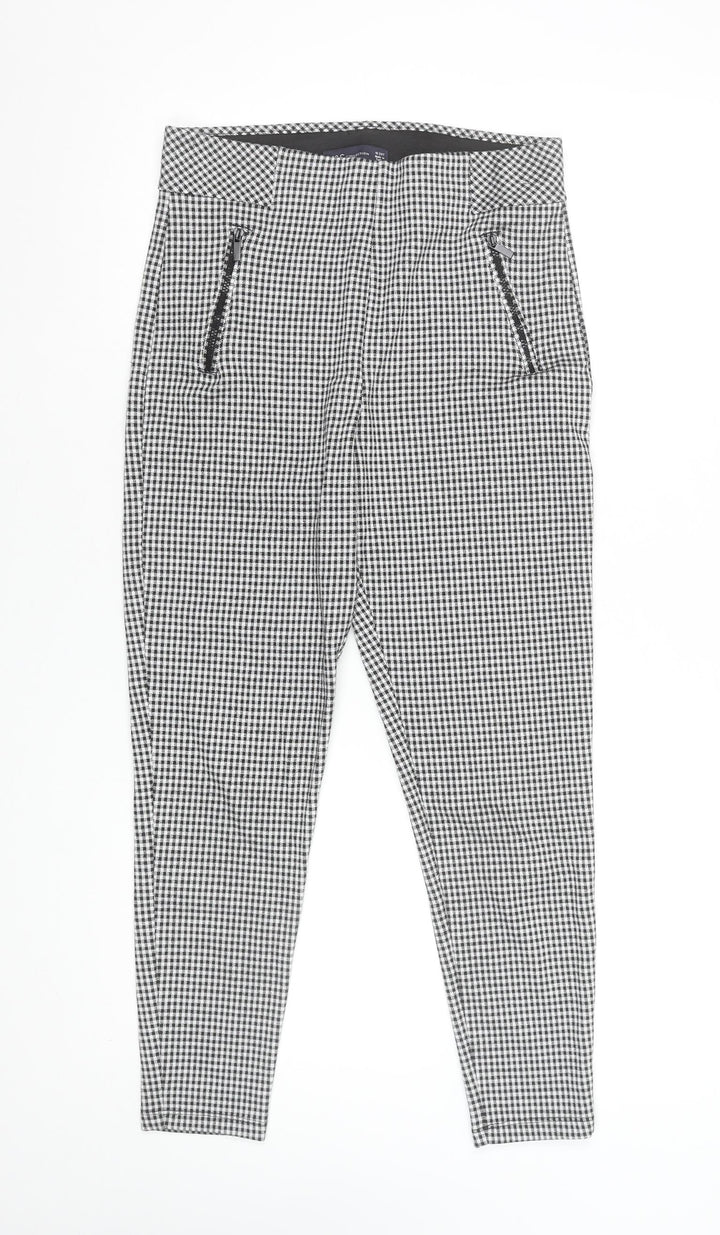 Marks and Spencer Women's Black Check Ankle Leggings Size 10