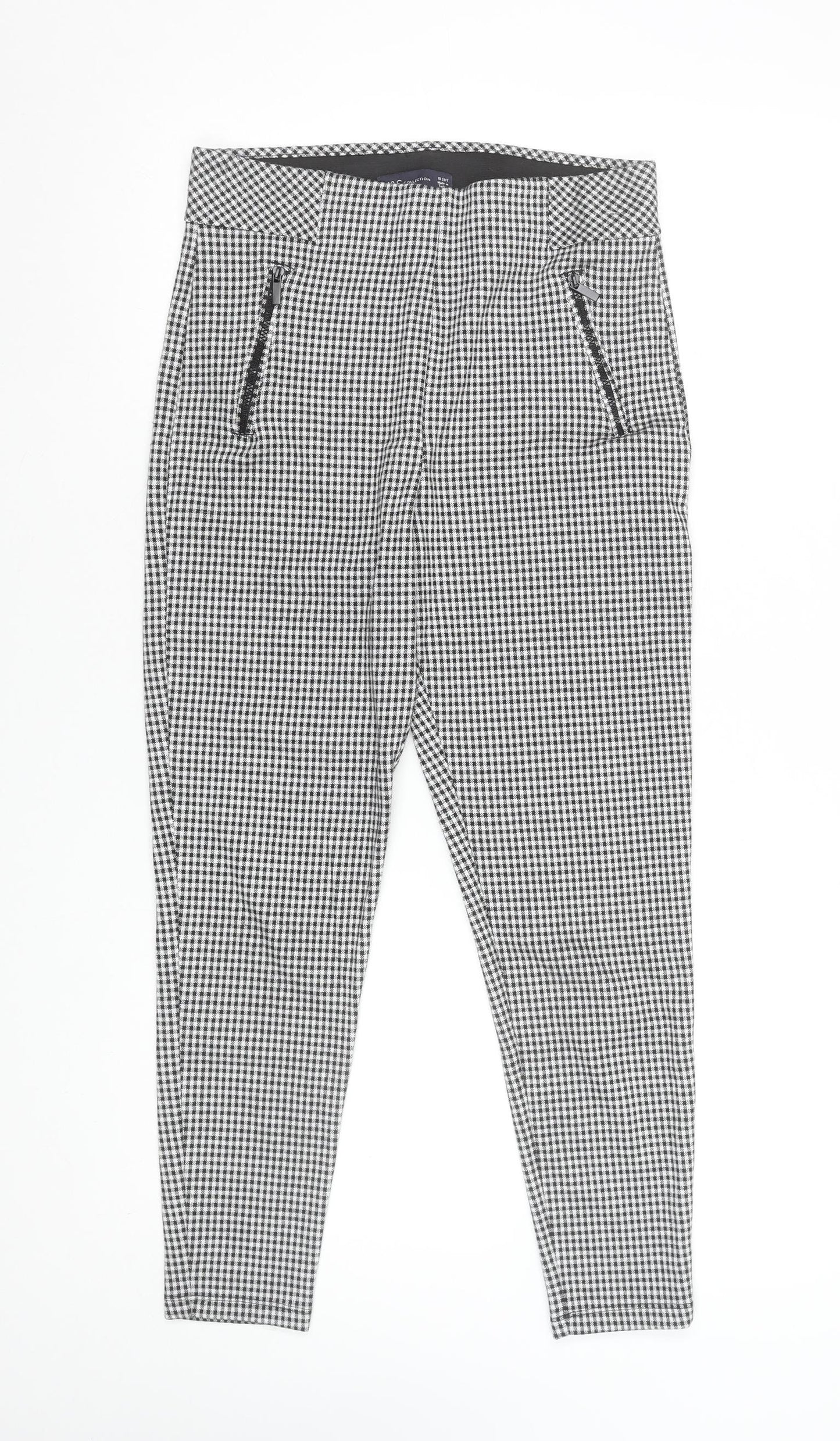 Marks and Spencer Women's Black Check Ankle Leggings Size 10