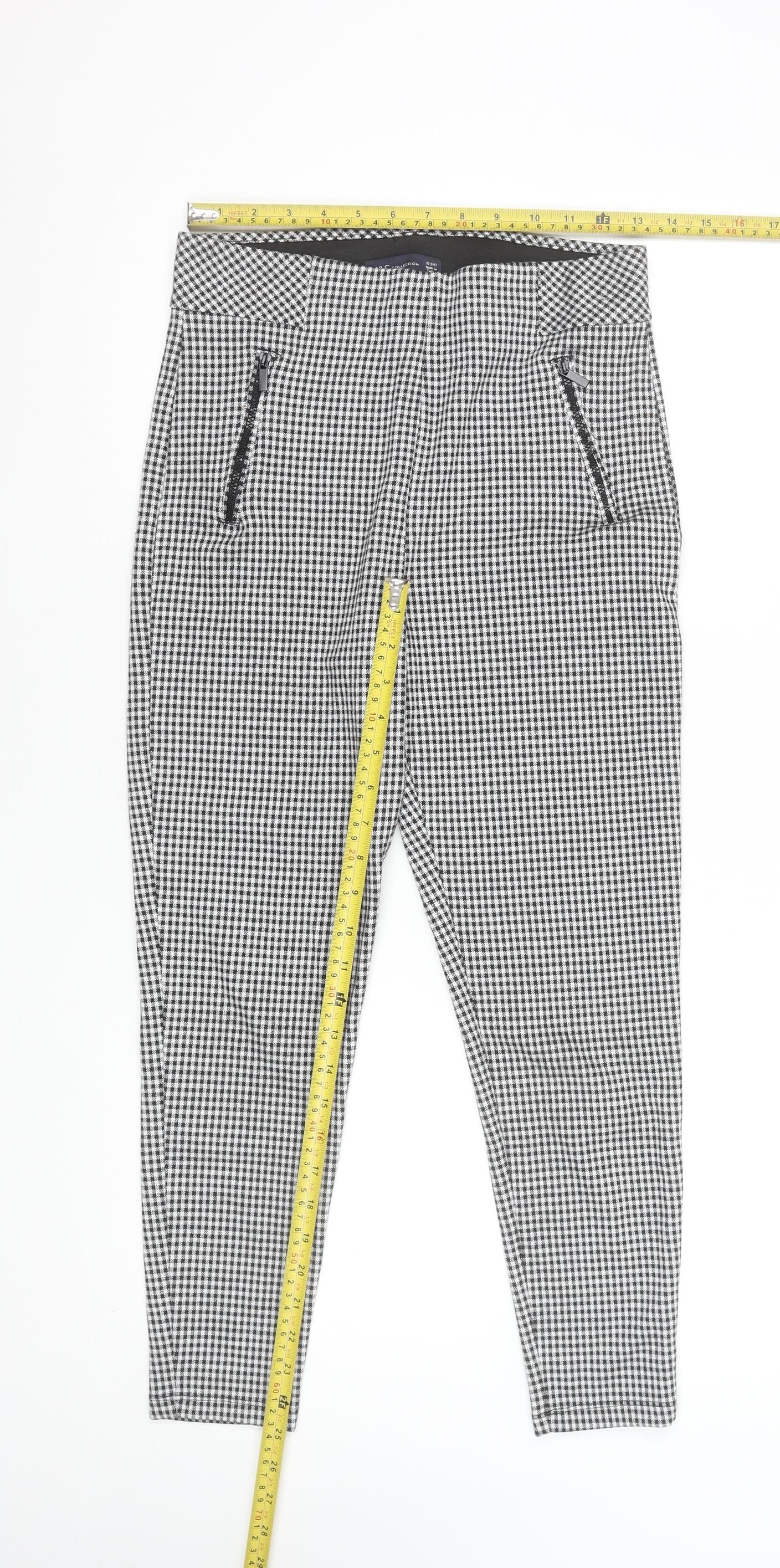 Marks and Spencer Women's Black Check Ankle Leggings Size 10