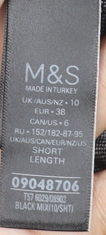 Marks and Spencer Women's Black Check Ankle Leggings Size 10