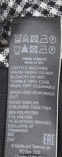 Marks and Spencer Women's Black Check Ankle Leggings Size 10