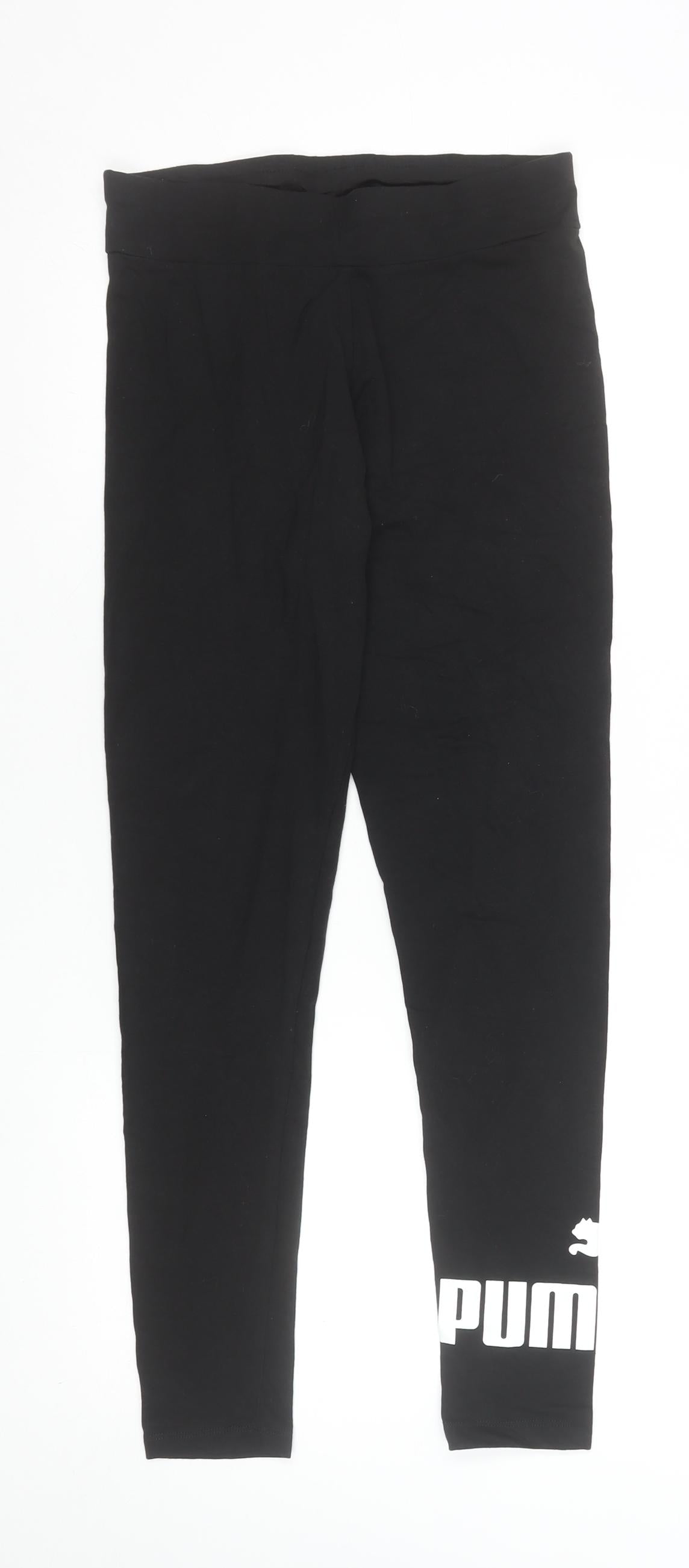 Puma Women's Black Cotton Stretch Ankle Leggings Size 14