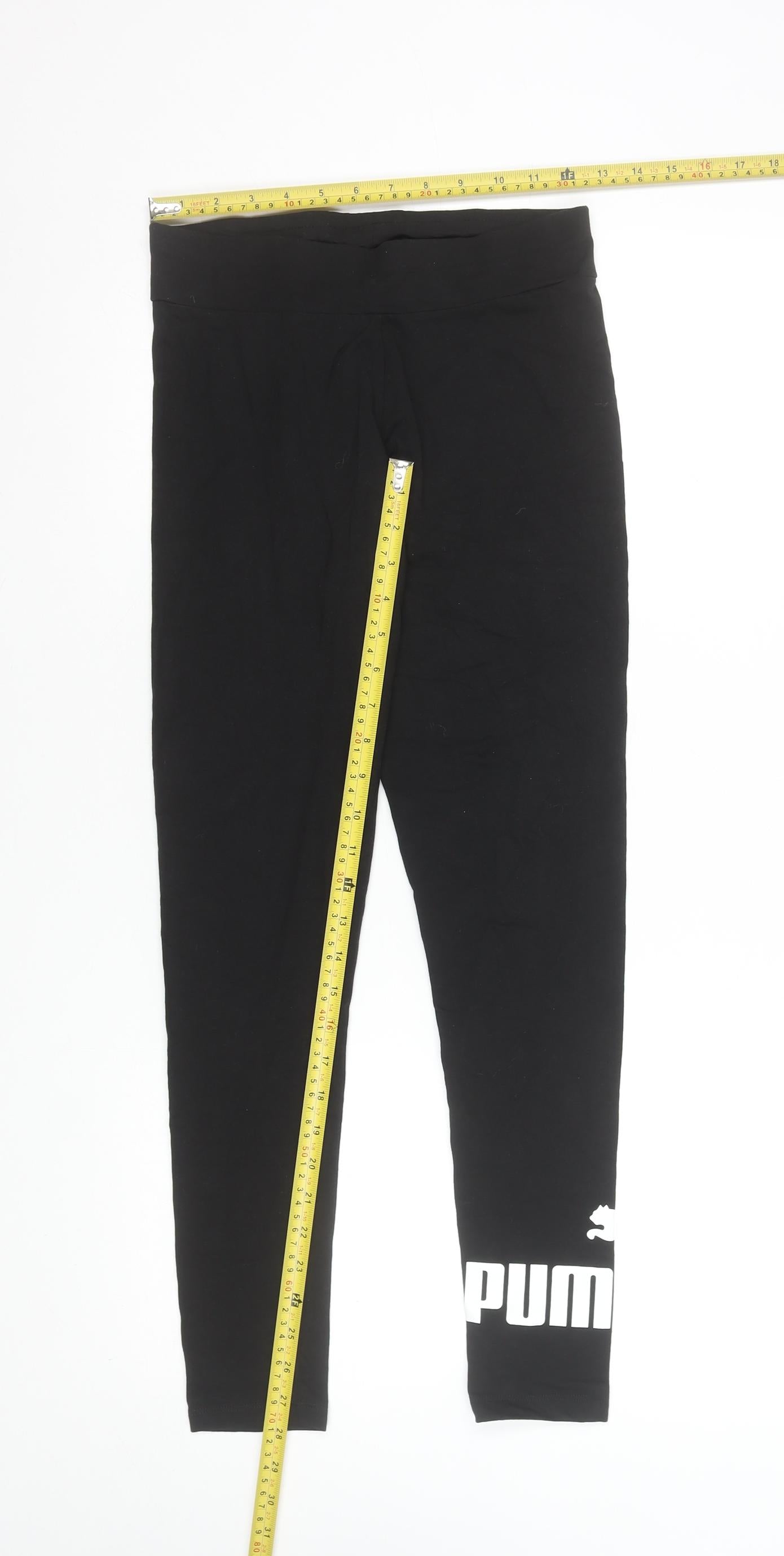 Puma Women's Black Cotton Stretch Ankle Leggings Size 14