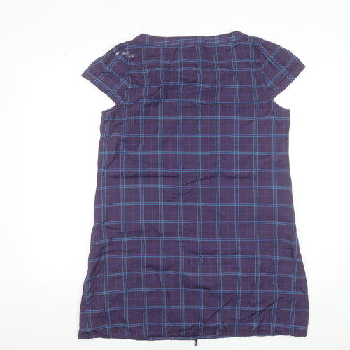 SPOT Women Purple Check Shirt Dress Size 14 Cotton Short Sleeve