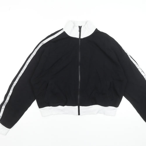 Marks and Spencer Girls Black Full Zip Hoodie 13-14 Years Cotton Blend