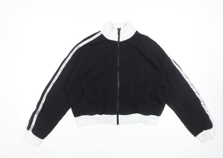 Marks and Spencer Girls Black Full Zip Hoodie 13-14 Years Cotton Blend