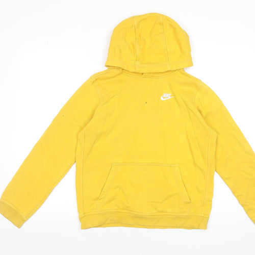 Nike Boys Yellow Pullover Hoodie XL 158-170cm Cotton Blend Sweatshirt