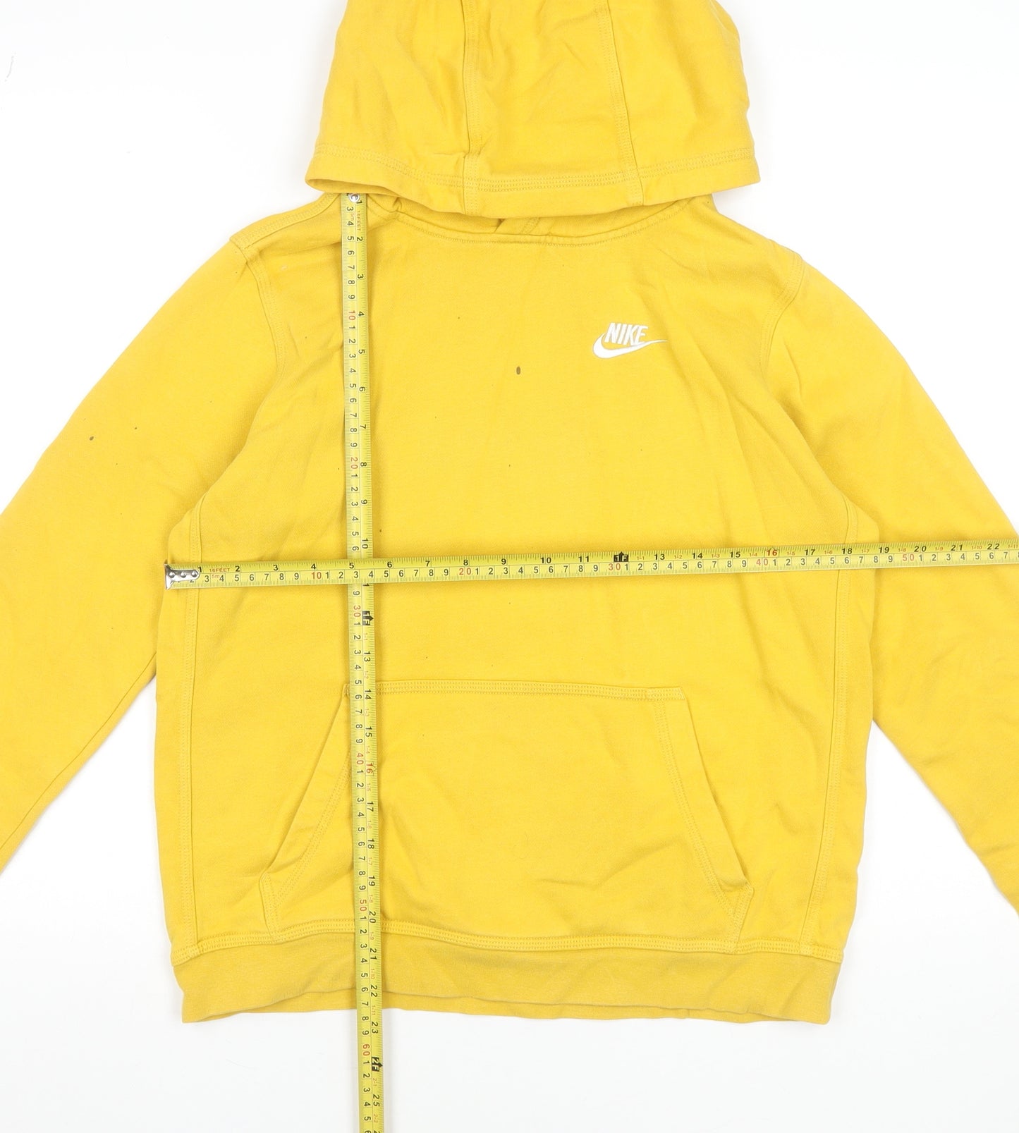 Nike Boys Yellow Pullover Hoodie XL 158-170cm Cotton Blend Sweatshirt