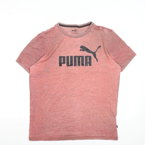 Puma Men's Red Graphic Logo Crew Neck Short Sleeve T-Shirt M
