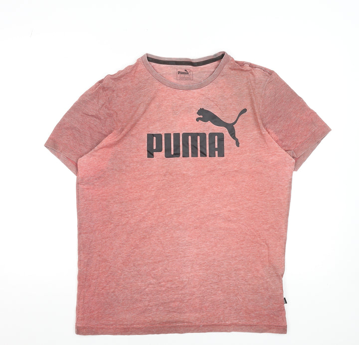 Puma Men's Red Graphic Logo Crew Neck Short Sleeve T-Shirt M