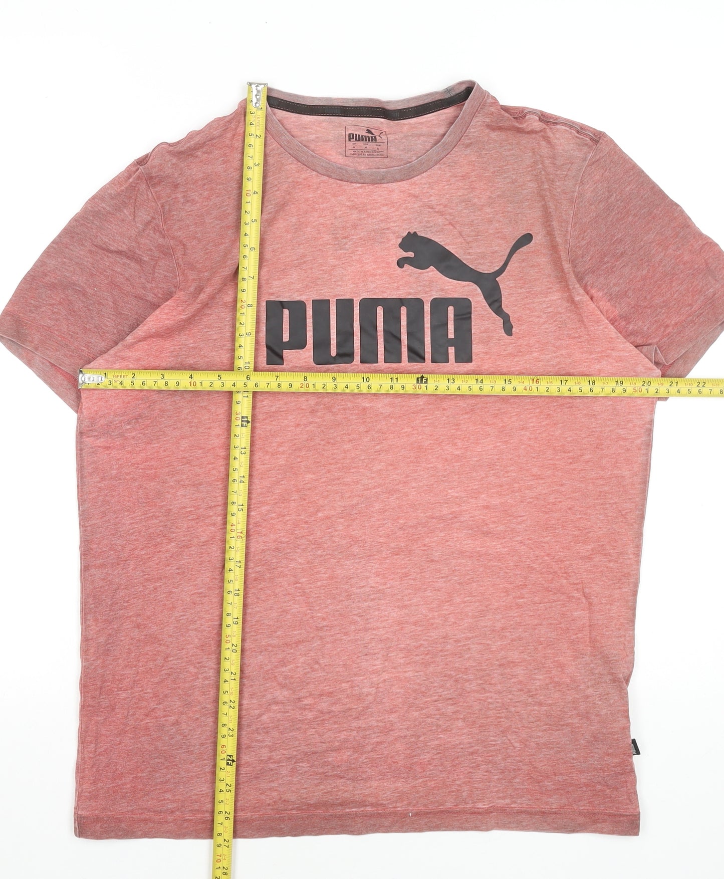 Puma Men's Red Graphic Logo Crew Neck Short Sleeve T-Shirt M