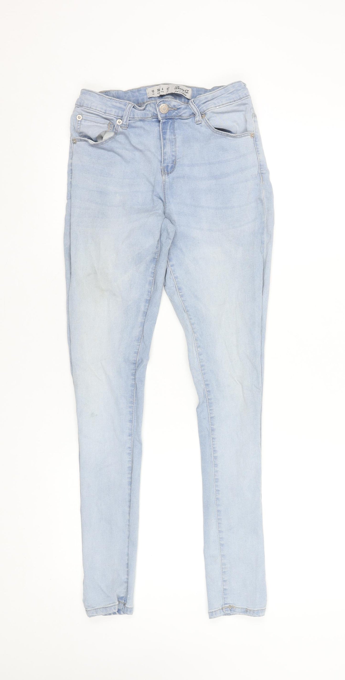 Denim Co. Women's Blue Skinny Jeans Size 10 Regular Fit Stretch Denim