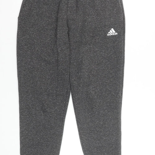 Adidas Men’s Grey Small Jogger Trousers Elastic Waist Tapered Fit
