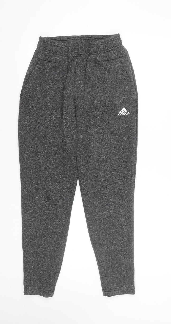 Adidas Men’s Grey Small Jogger Trousers Elastic Waist Tapered Fit