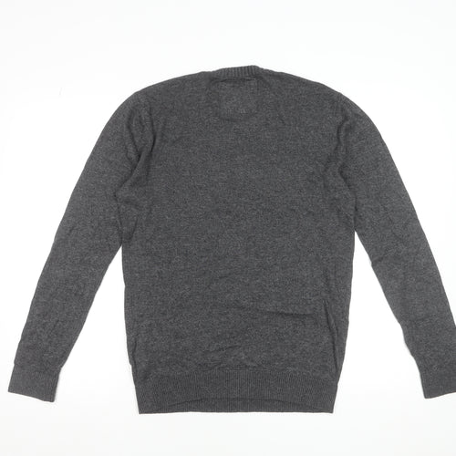 Hollister Men’s Grey Cotton Blend Crew Neck Jumper Size S