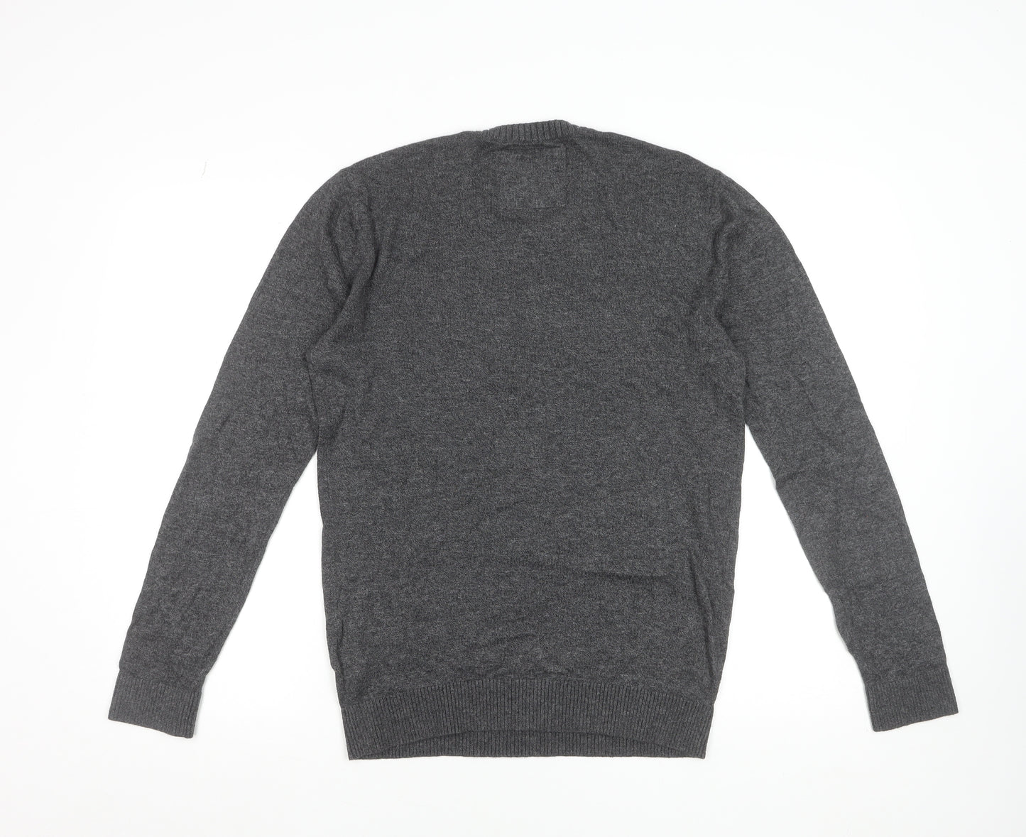 Hollister Men’s Grey Cotton Blend Crew Neck Jumper Size S