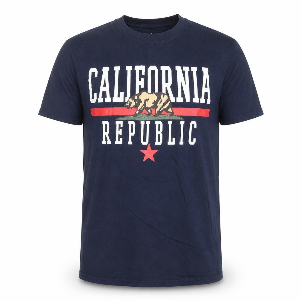 Point Sportswear Men's Blue California Republic Cotton T-Shirt Small