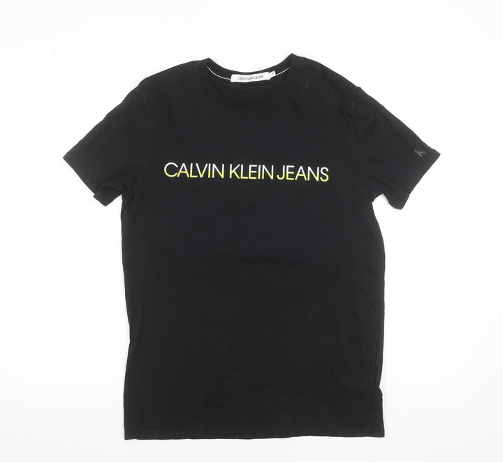 Calvin Klein Jeans Men's Black Cotton Logo T-Shirt Size M Regular Fit