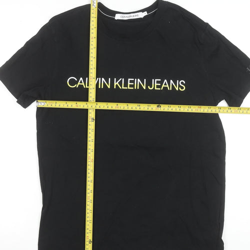 Calvin Klein Jeans Men's Black Cotton Logo T-Shirt Size M Regular Fit