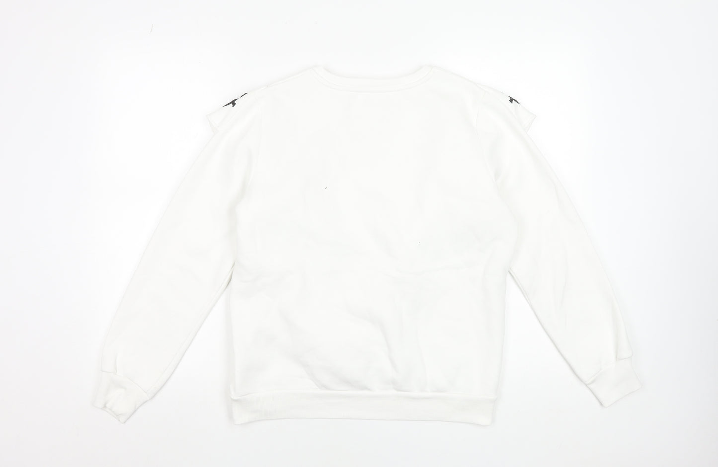 Savida Women White Embroidered Ruffle Sweatshirt Size 12