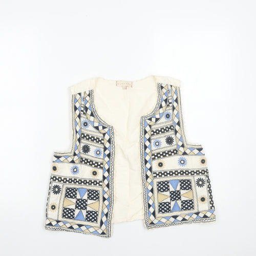 Mirasol Women's Multicoloured Embroidered Bohemian Sleeveless Cotton Vest Size S 10