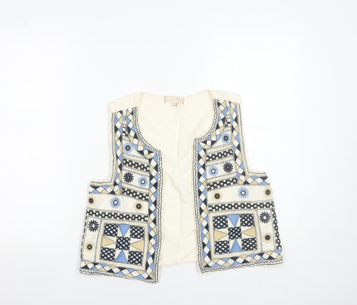 Mirasol Women's Multicoloured Embroidered Bohemian Sleeveless Cotton Vest Size S 10