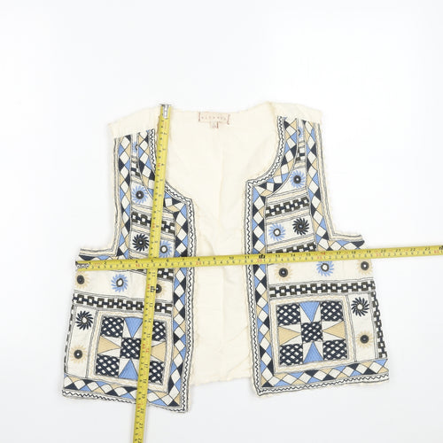 Mirasol Women's Multicoloured Embroidered Bohemian Sleeveless Cotton Vest Size S 10