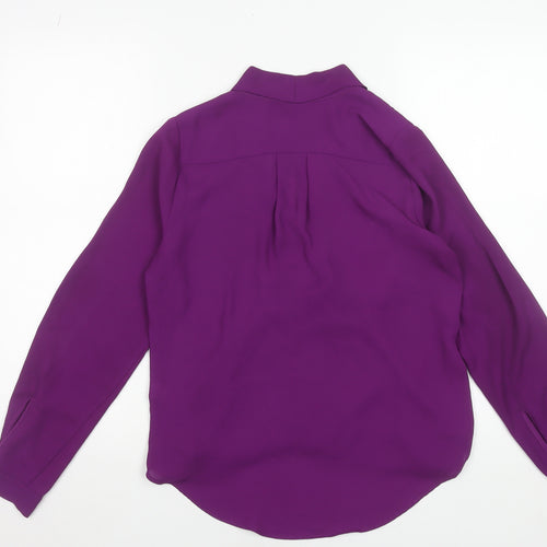 River Island Womens Purple Wrap Blouse UK 8 Long Sleeve V-Neck