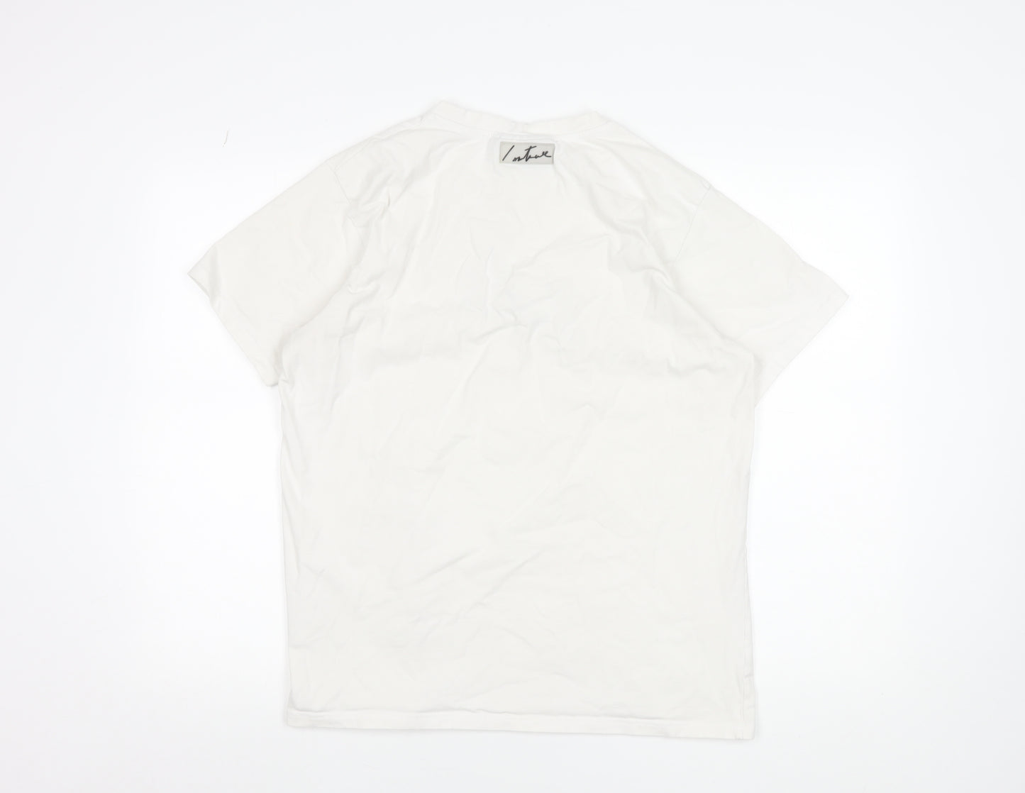 Couture Men's White Graphic Logo T-Shirt L Crew Neck Jersey Cotton