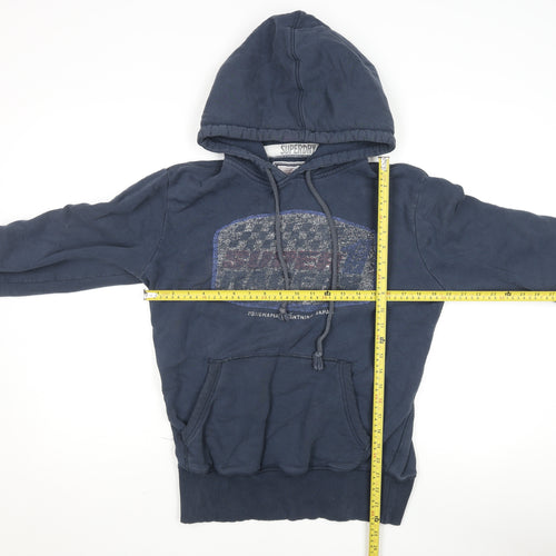 Superdry Mens Navy Blue Pullover Hoodie Medium Cotton Blend