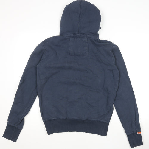Superdry Mens Navy Blue Pullover Hoodie Medium Cotton Blend