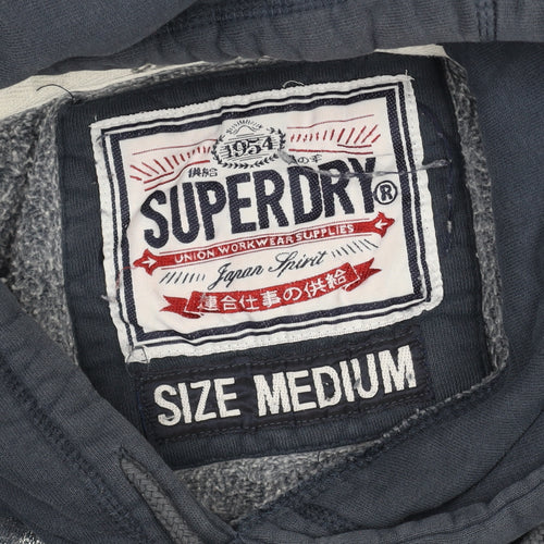 Superdry Mens Navy Blue Pullover Hoodie Medium Cotton Blend