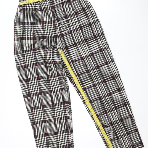 Topshop Women's Multicoloured Check High Rise Tapered Trousers UK 6