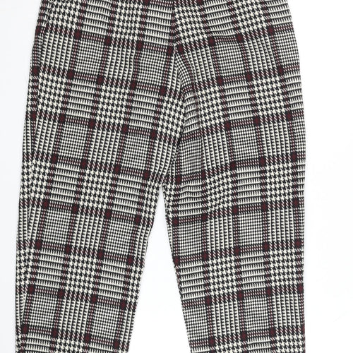 Topshop Women's Multicoloured Check High Rise Tapered Trousers UK 6