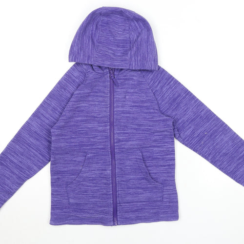 Mountain Warehouse Girls Purple Hooded Zip Fleece Jacket 9-10 Years