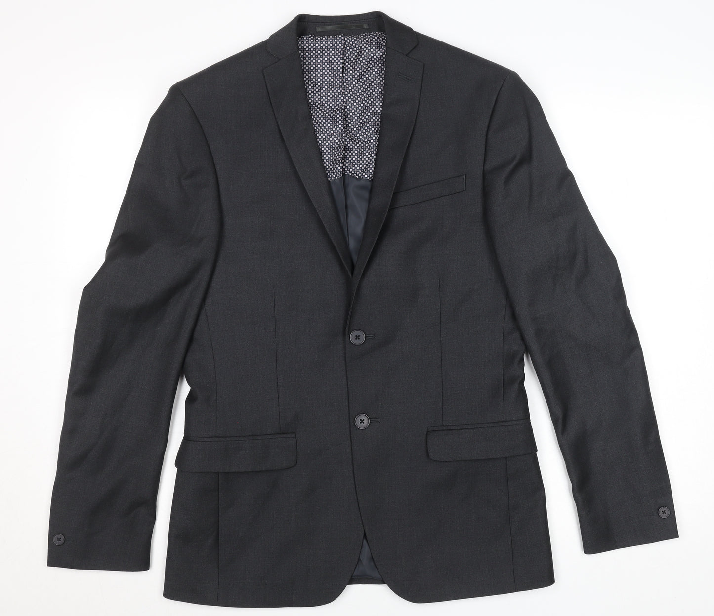 Men’s Black Regular Fit 36R Single-Breasted Suit Jacket