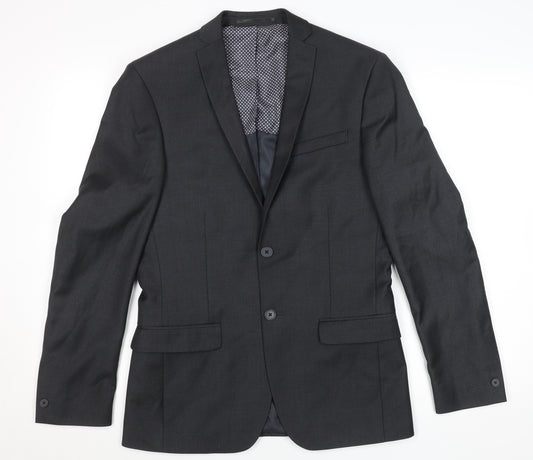 Men’s Black Regular Fit 36R Single-Breasted Suit Jacket
