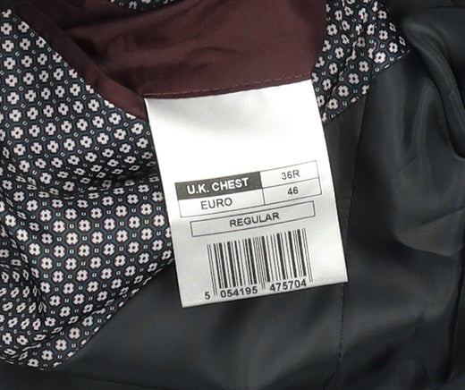 Men’s Black Regular Fit 36R Single-Breasted Suit Jacket