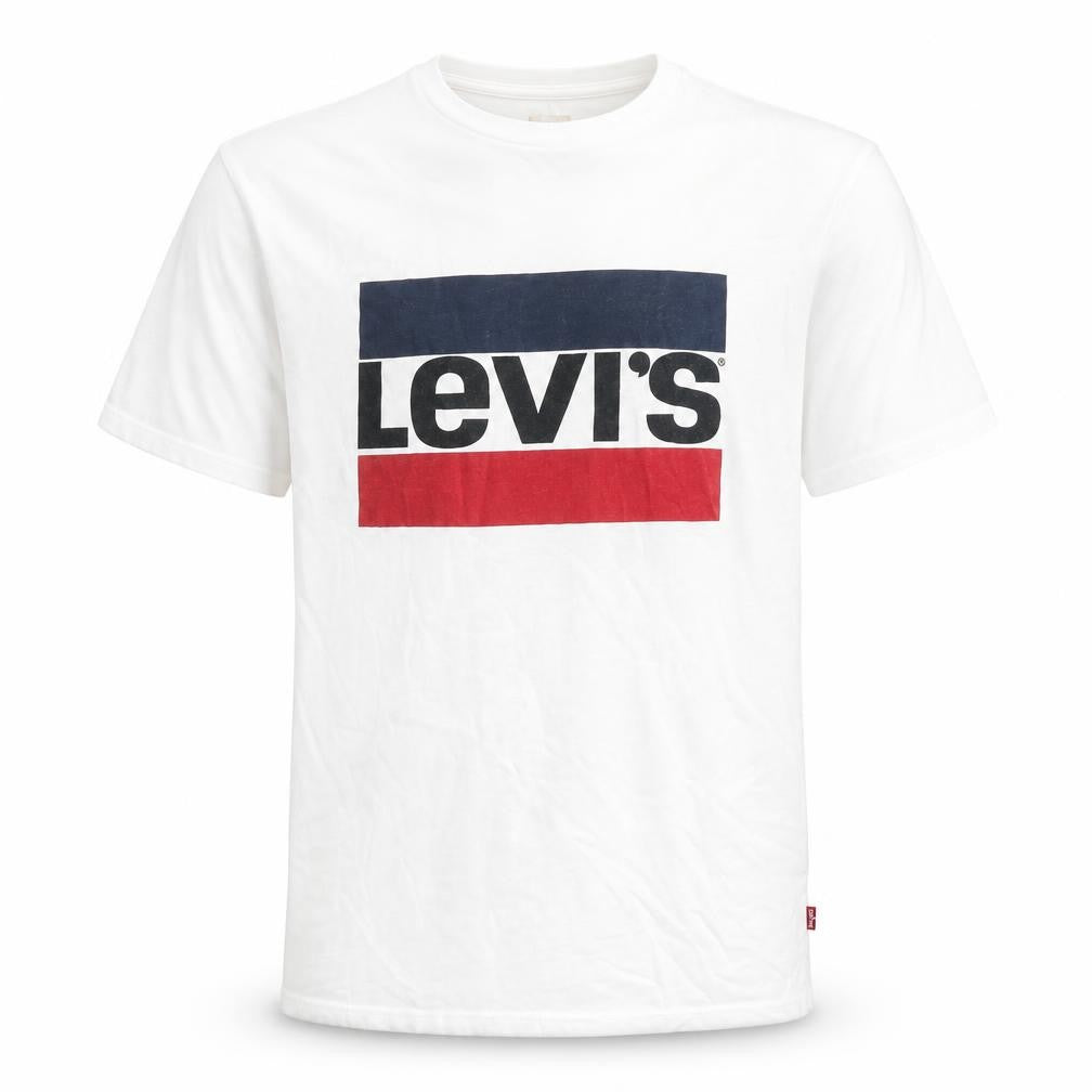 Front view of Levi's Men's White Logo Graphic Print Regular Fit T-Shirt M